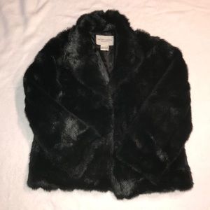 Black faux fur coat